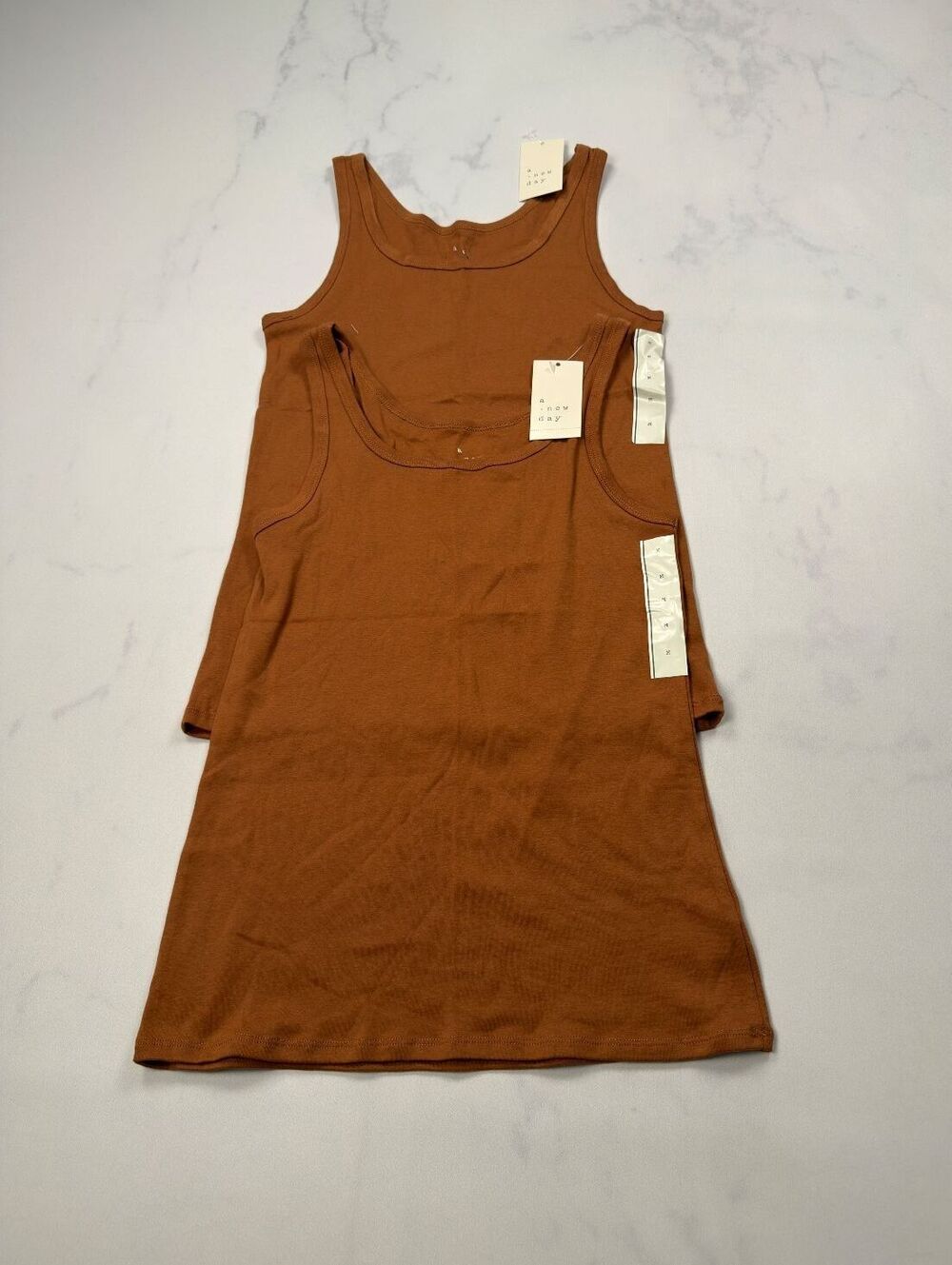 A New Day Tank Dress Brown Scoop Neck Casual Summer Lot of 2 - Womens M NWT